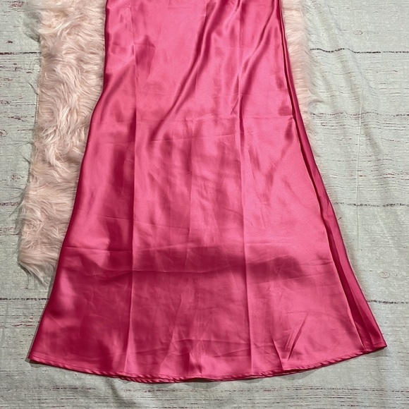 Zara Bloggers Favorite Barbie Bright Pink Satin Midi Slip Dress - Picture 7 of 11